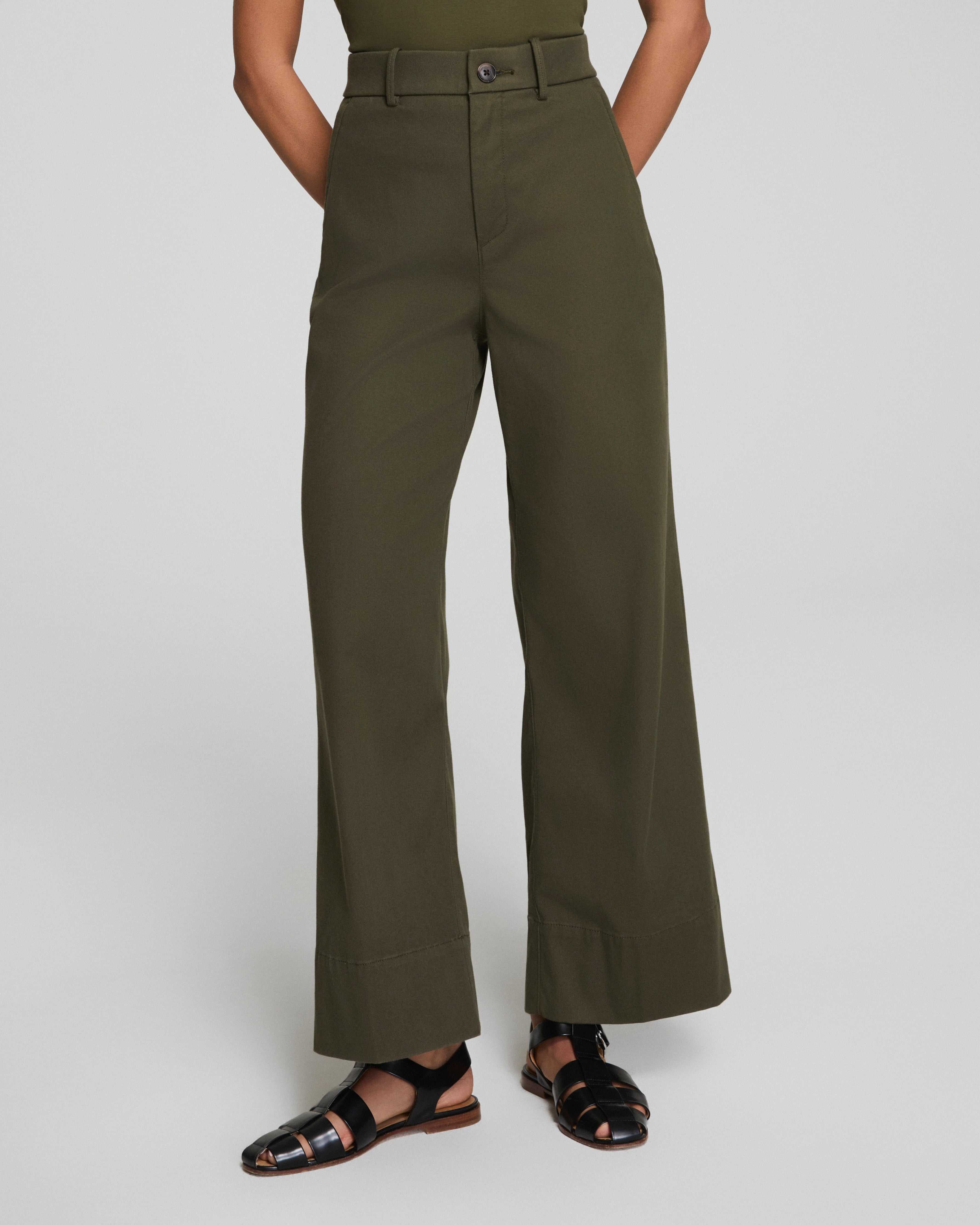 SPANXsupersmooth™ Stretch Twill Cropped Wide Leg Pant | Dark Pine
