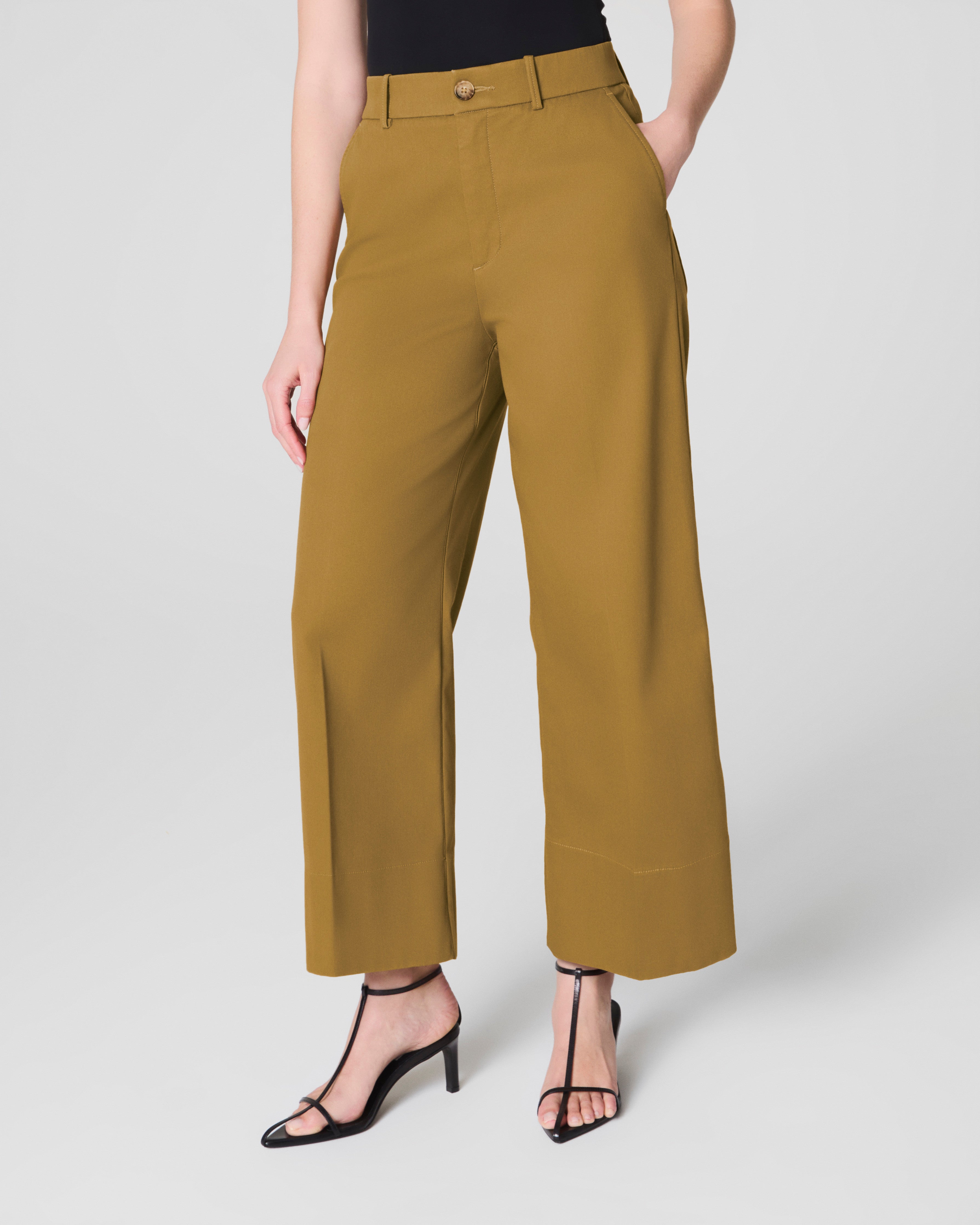 SPANXsupersmooth™ Stretch Twill Cropped Wide Leg Pant | Flax