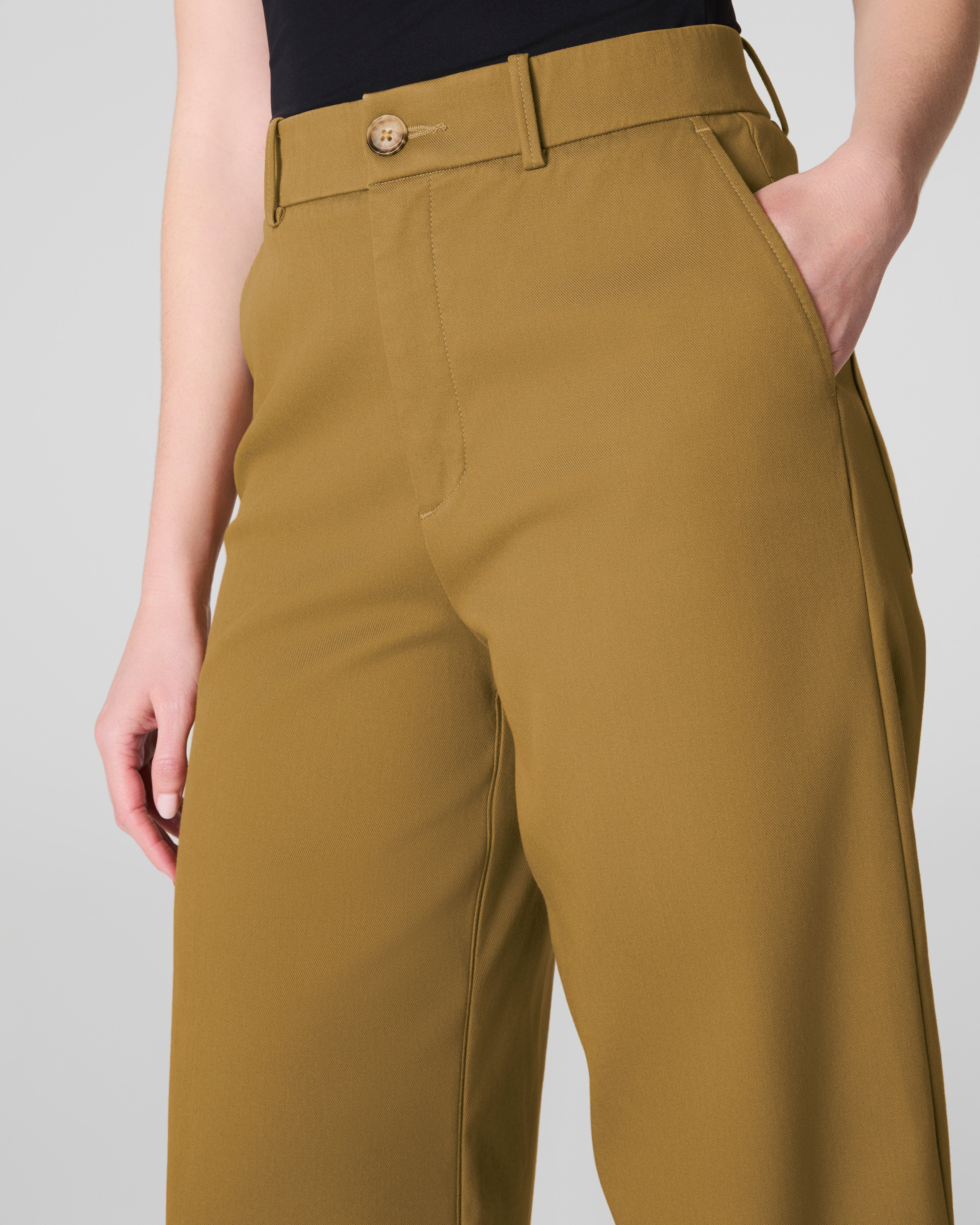 SPANXsupersmooth™ Stretch Twill Cropped Wide Leg Pant | Flax