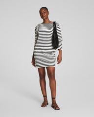 SPANX® Cotton Boatneck Mini Dress | Ivory/Classic Black