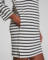 SPANX® Cotton Boatneck Mini Dress | Ivory/Classic Black