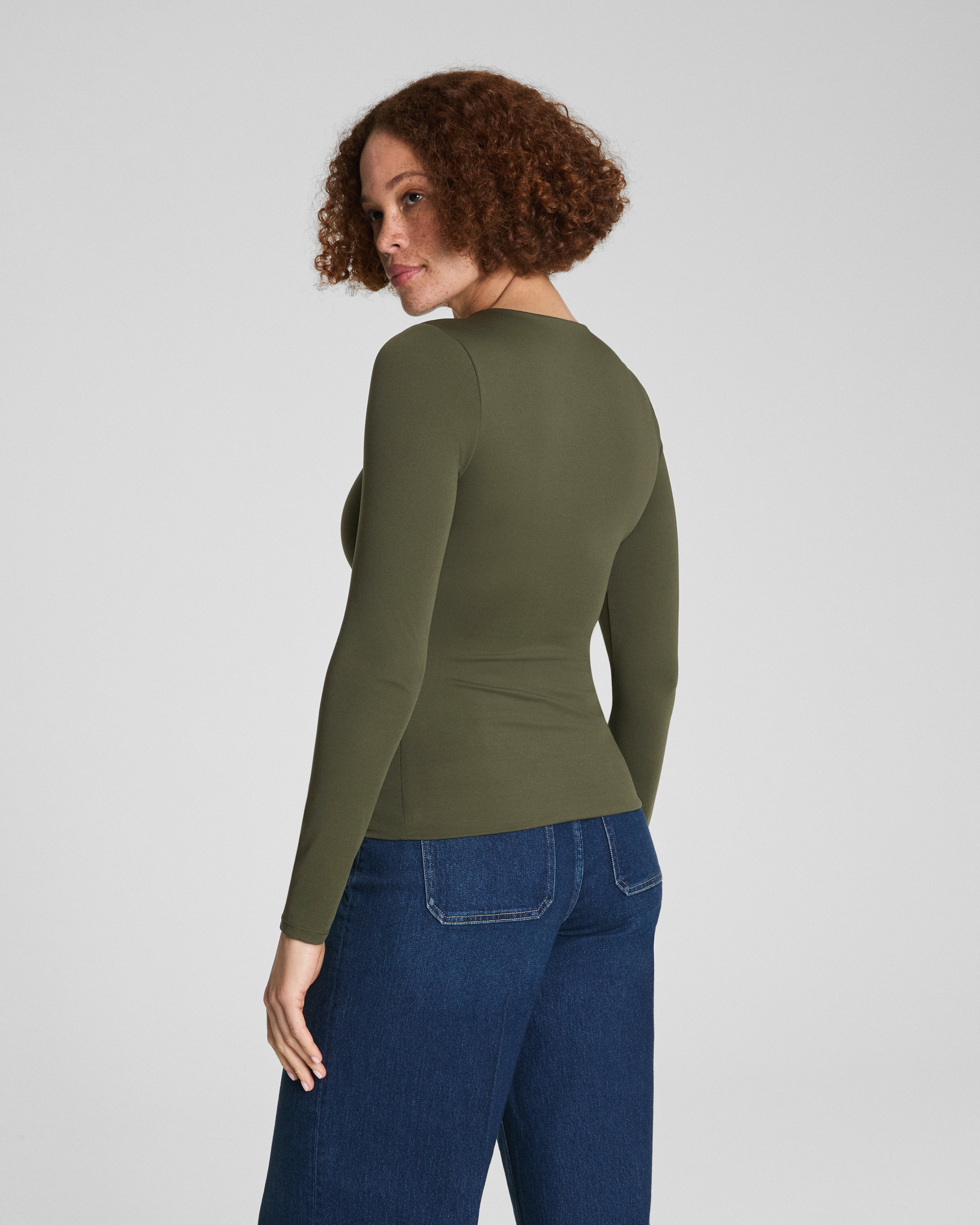 SPANXsmooth™ Jersey Crewneck Long Sleeve Top | Dark Pine