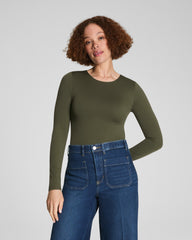 SPANXsmooth™ Jersey Crewneck Long Sleeve Top | Dark Pine
