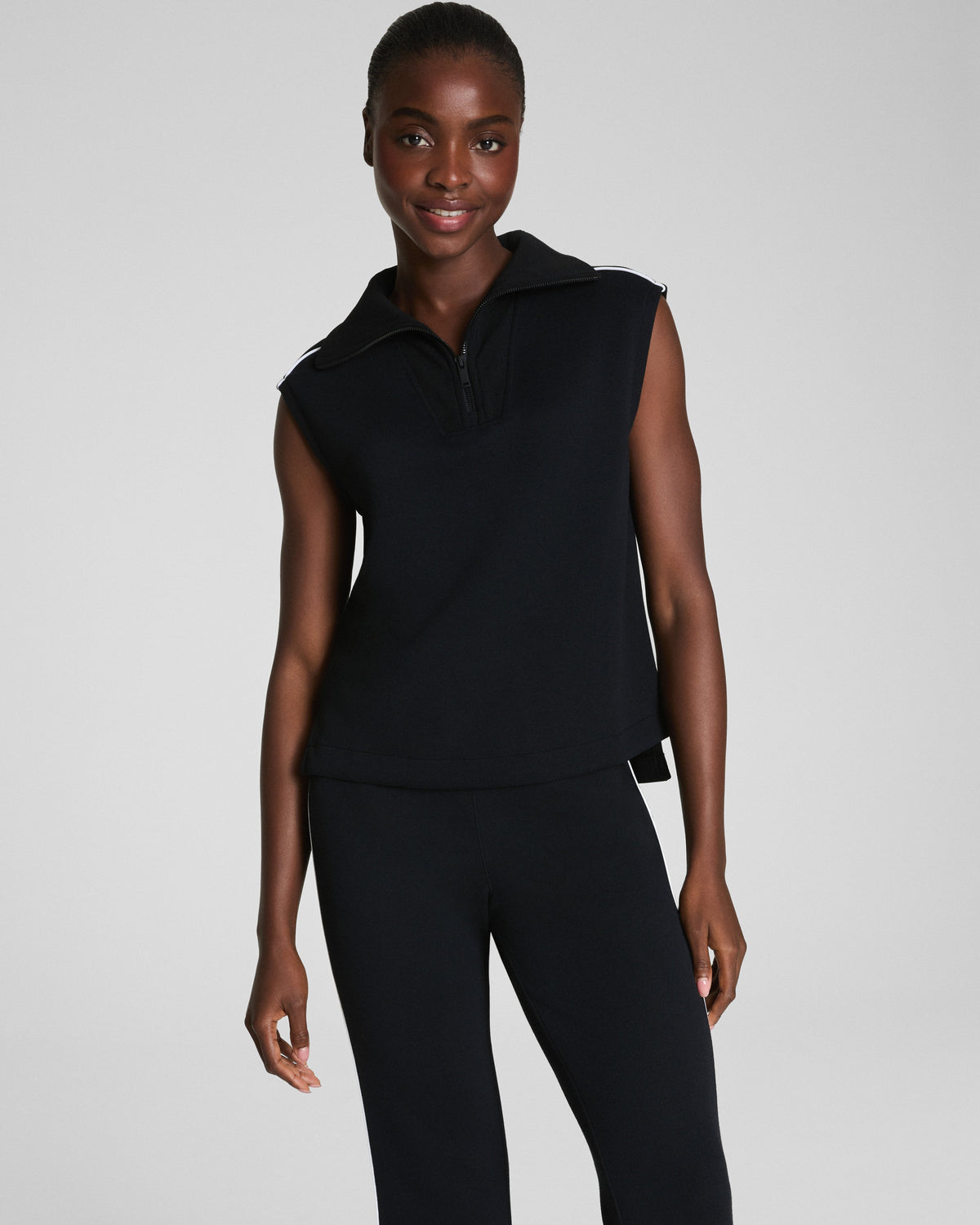 SPANX AirEssentials® Pique Sleeveless Half Zip | Very Black