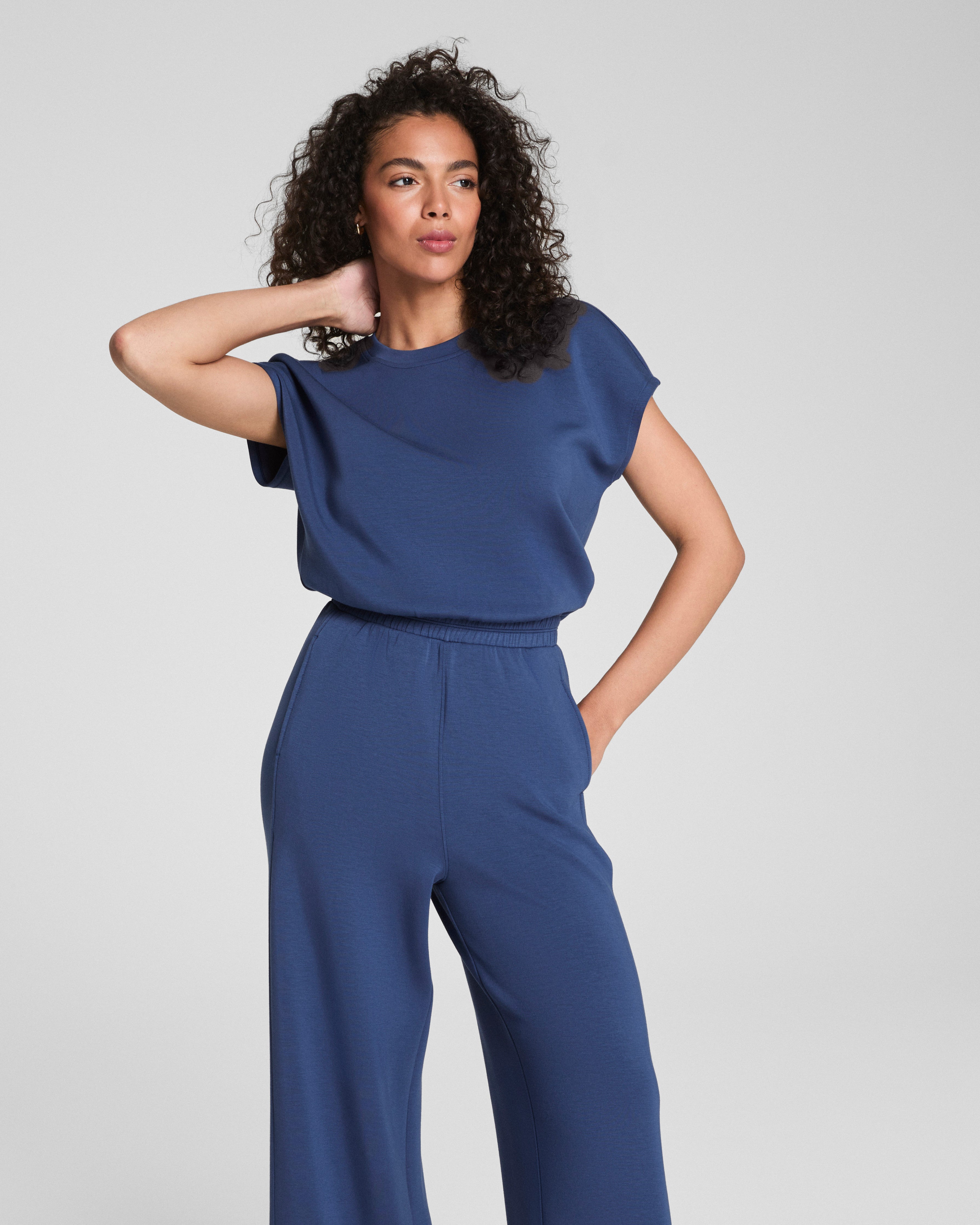 SPANX AirEssentials® Cap Sleeve Cinched Jumpsuit | Faded Indigo