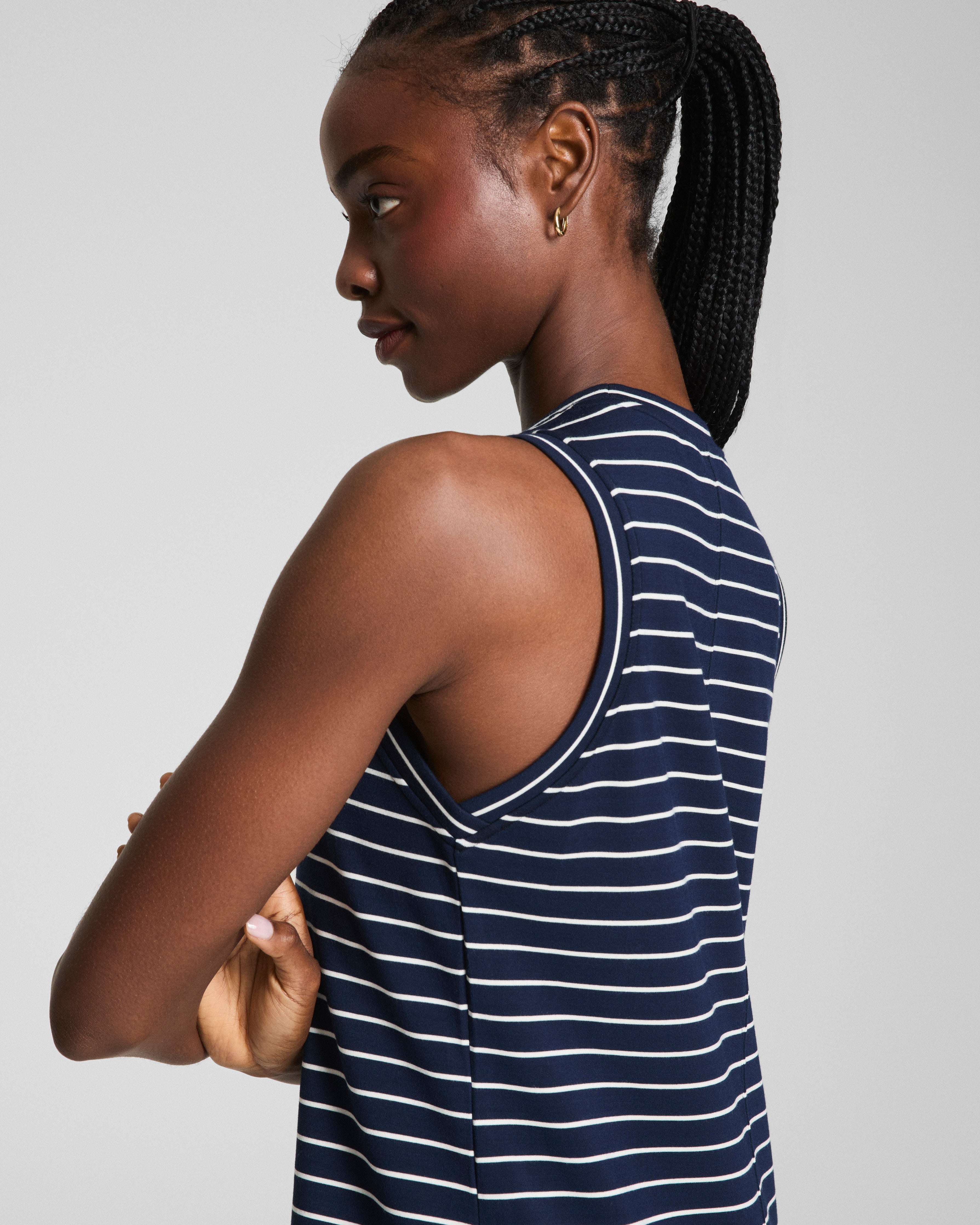 SPANX AirEssentials® Stripe Maxi Tank Dress | Timeless Navy Stripe