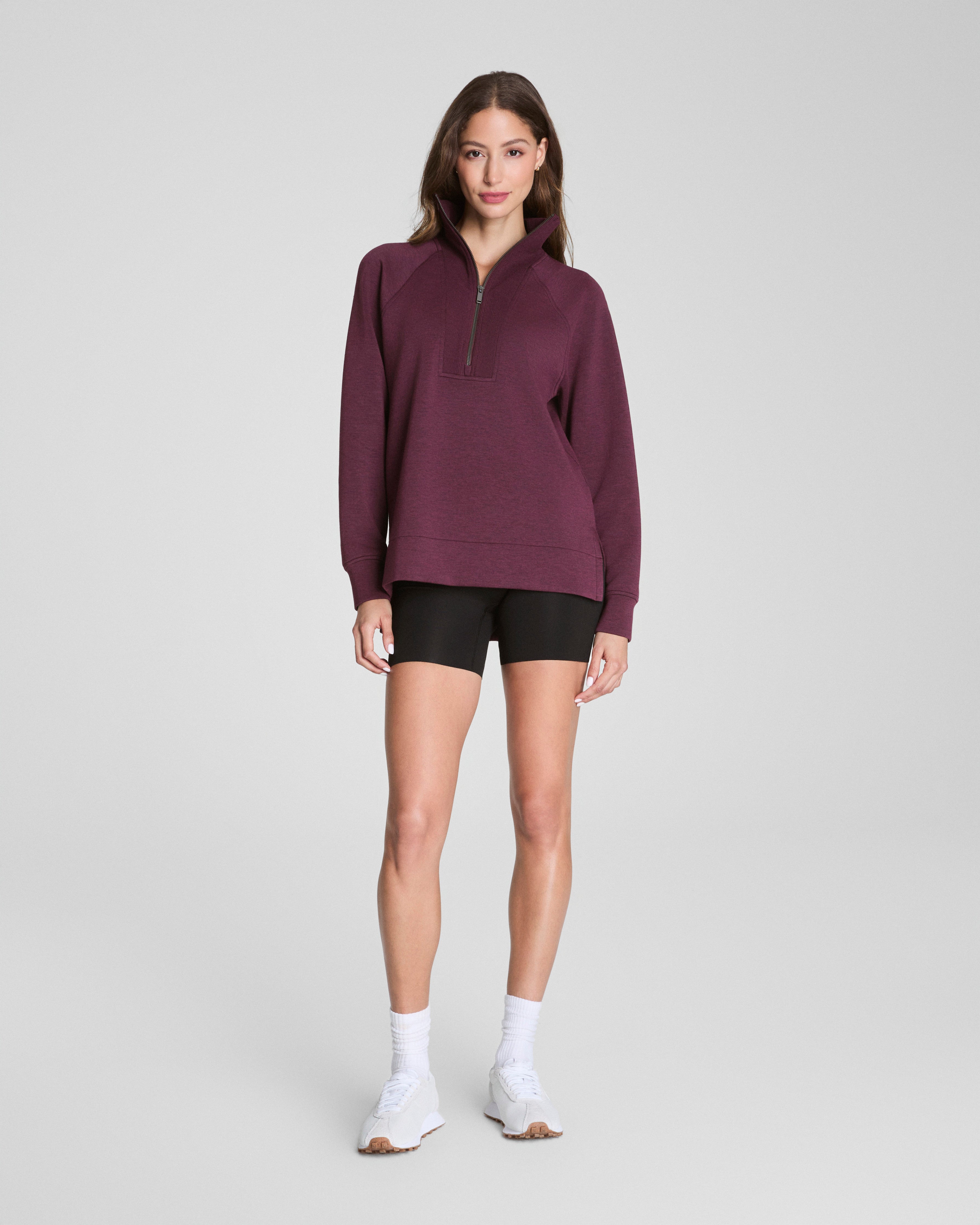 SPANX AirEssentials® Brushed Half Zip Tunic | Plum Berry Heather