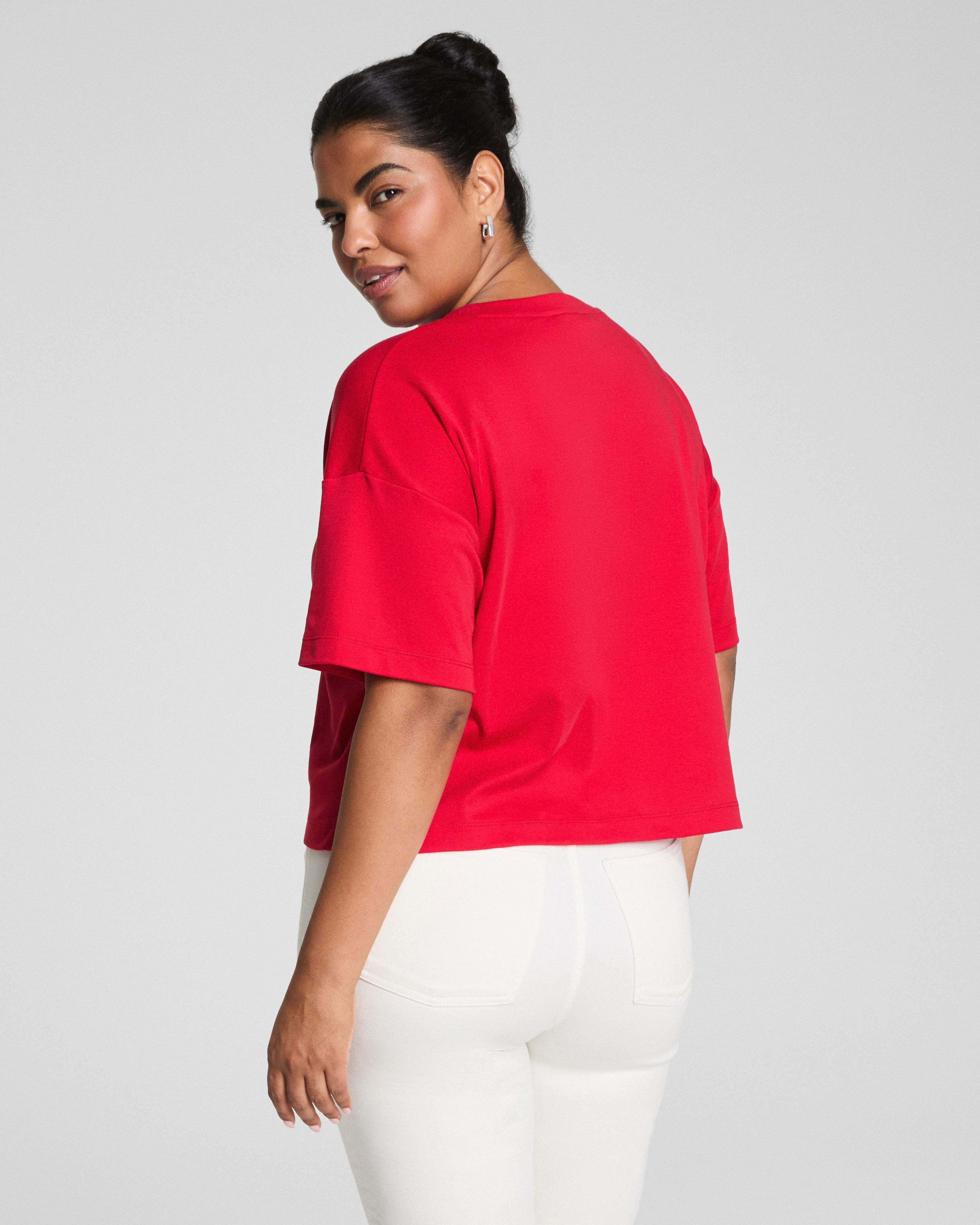 SPANX® Cotton Cropped Tee | Spanx Red