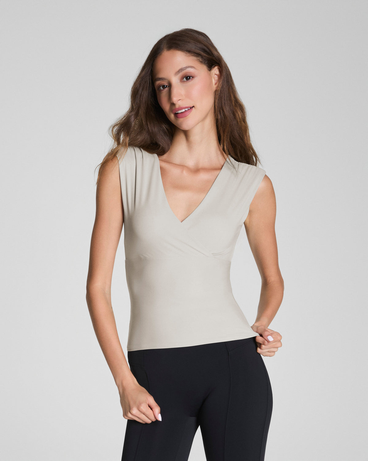 SPANXsmooth™ Jersey V-Neck Ruched Tank | Bone