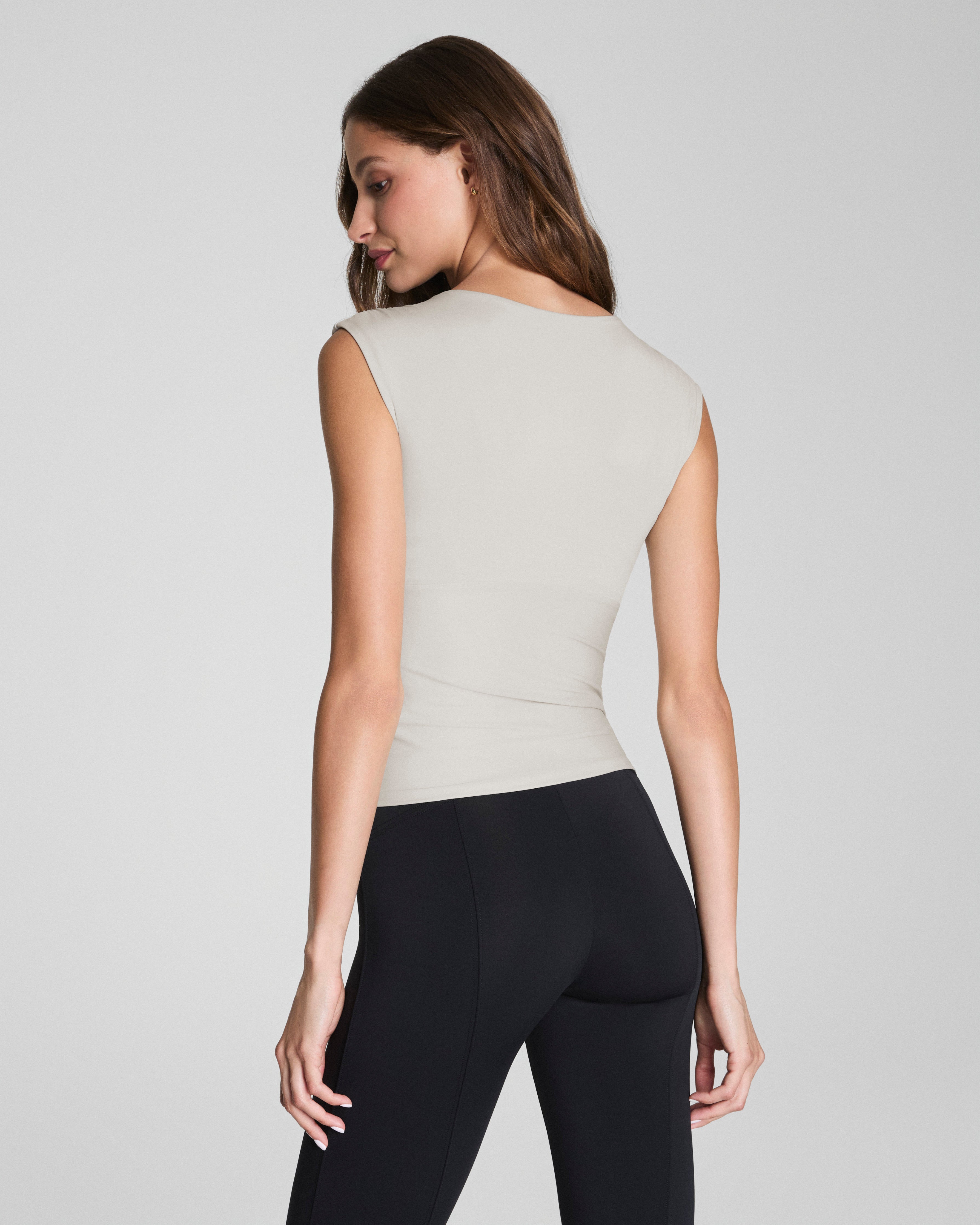 SPANXsmooth™ Jersey V-Neck Ruched Tank | Bone