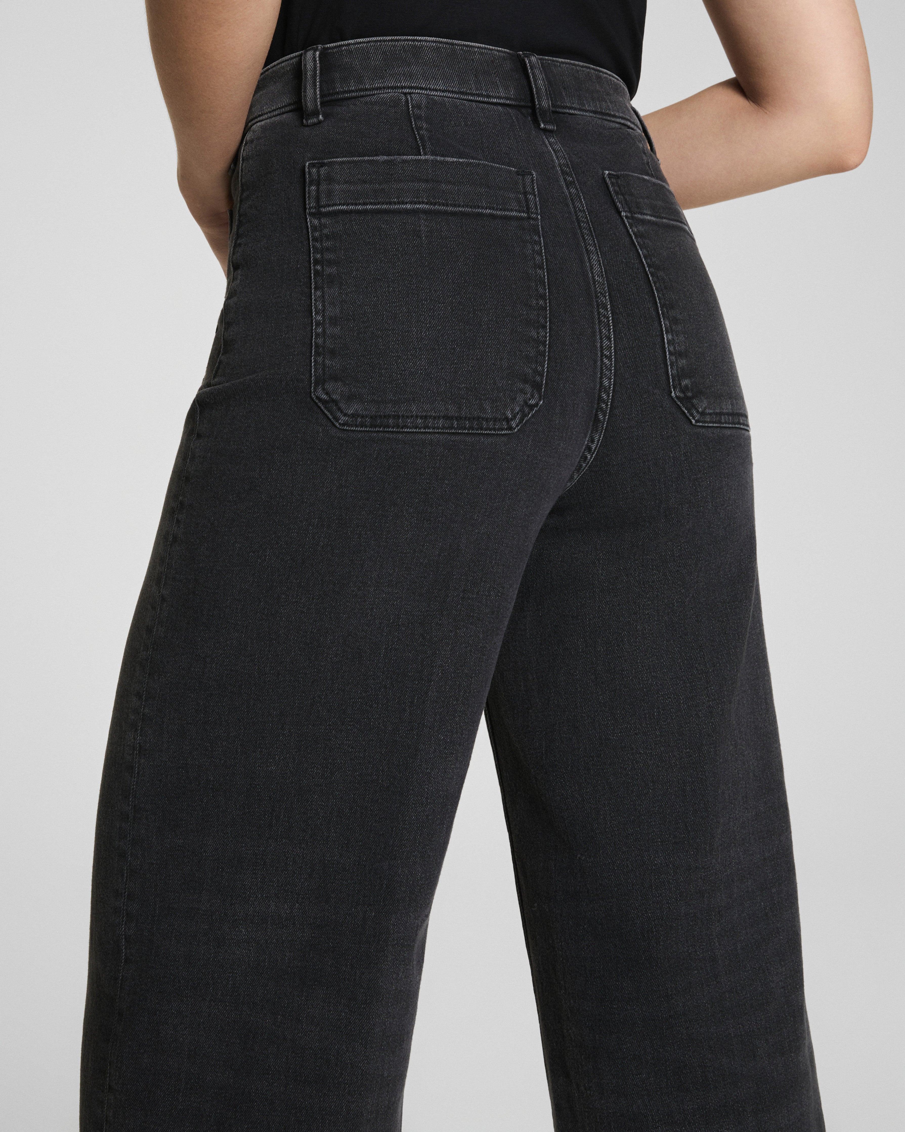 SPANXshape™ Authentic 360 Cropped Wide Leg Jeans with Patch Pockets | Carbon