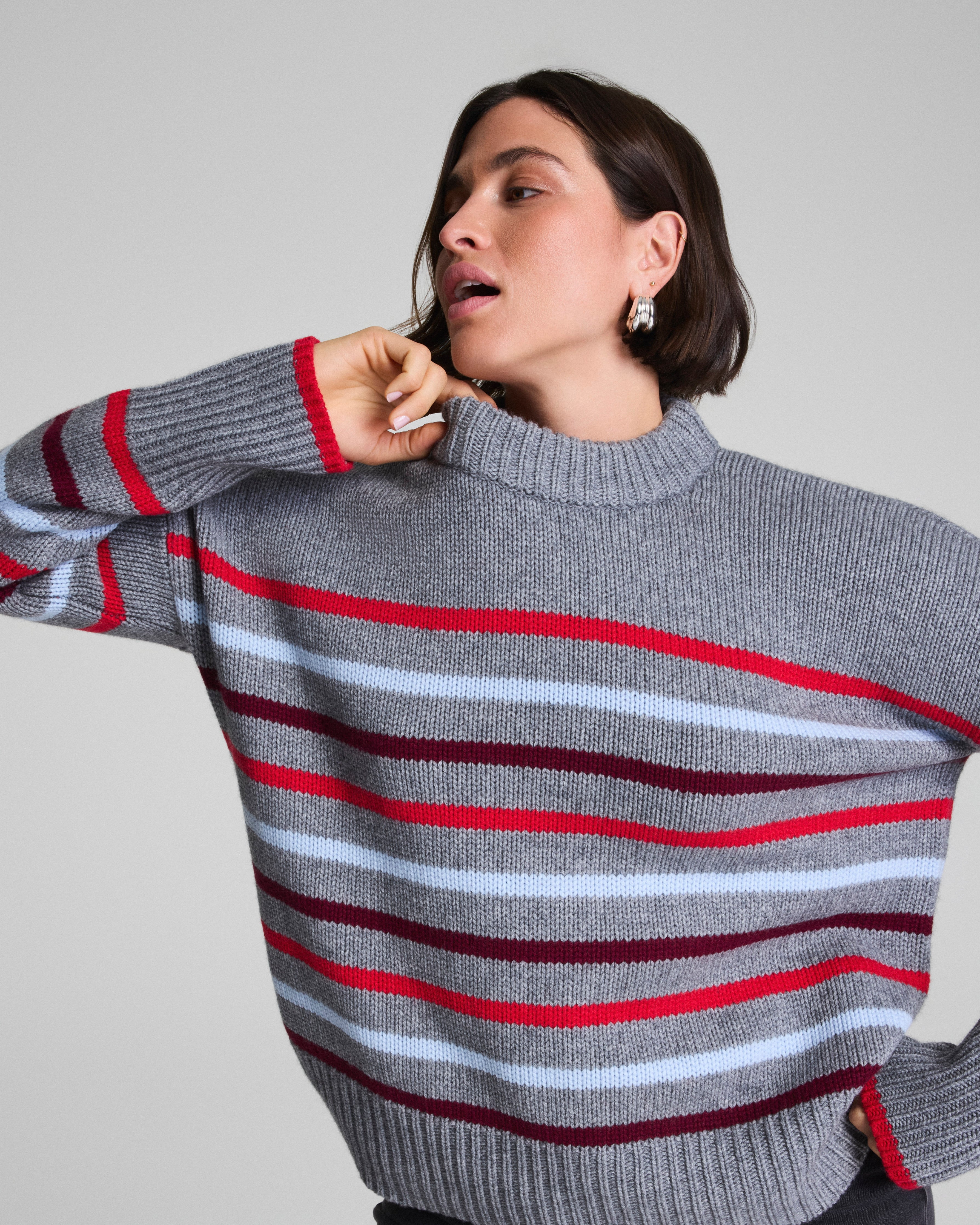 La Ligne Marin Sweater | Gray / SPANX® Red / Light Blue / Cassis