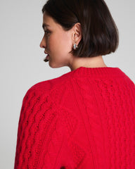 La Ligne Cropped Cable Marin Sweater | Spanx Red