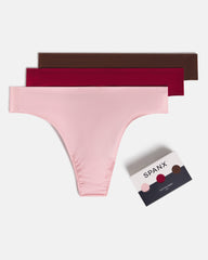 SPANXsmooth™ Fit-To-You Thong 3-Pack Box | Fleur/Red Merlot/Espresso