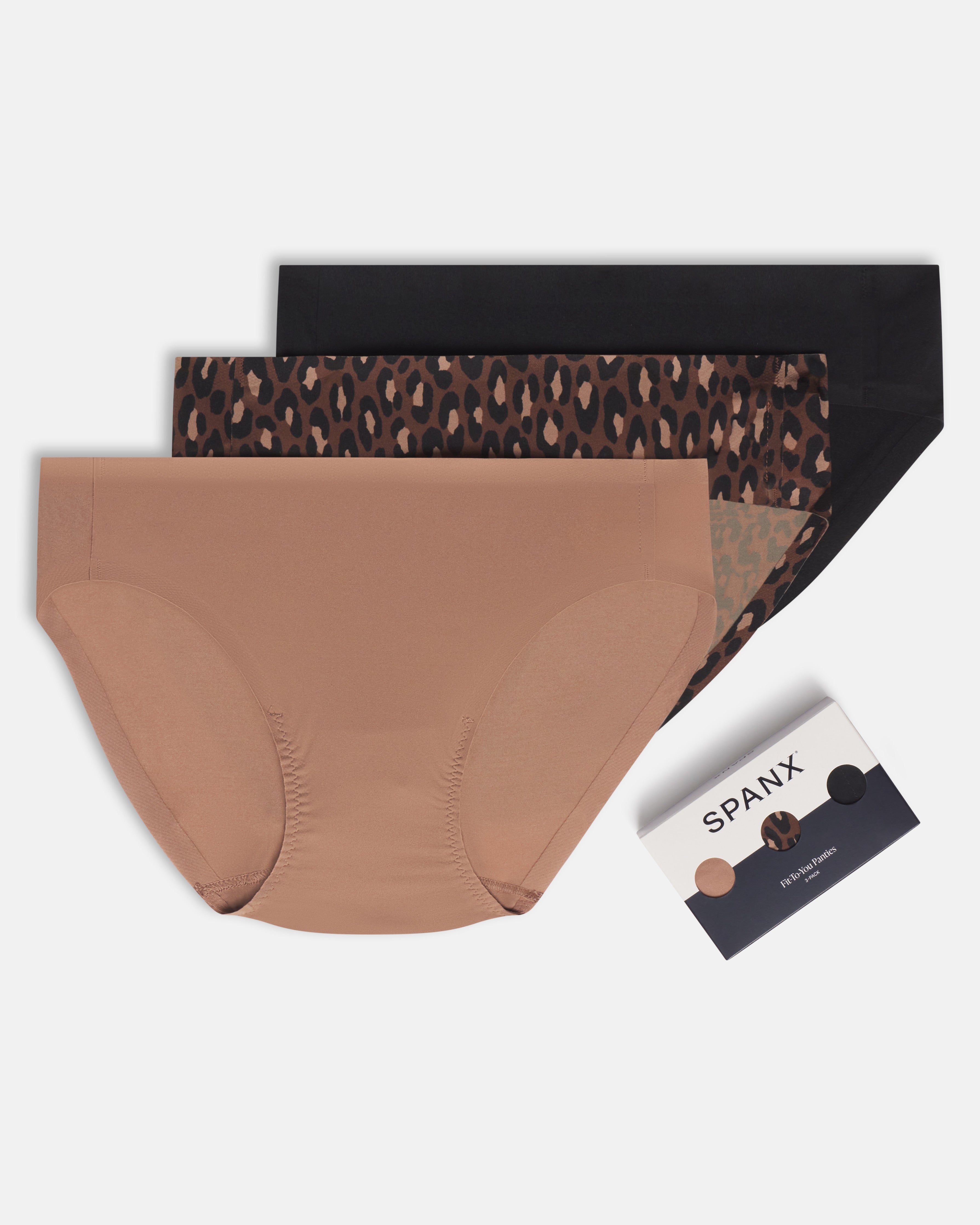 SPANXsmooth™ Fit-To-You Bikini 3-Pack Box | Cafe Au Lait/Iconic Leopard/Very Black