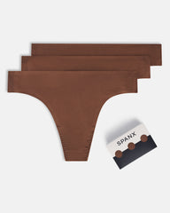 SPANXsmooth™ Fit-To-You Supima® Cotton Thong 3-Pack | Chestnut Brown