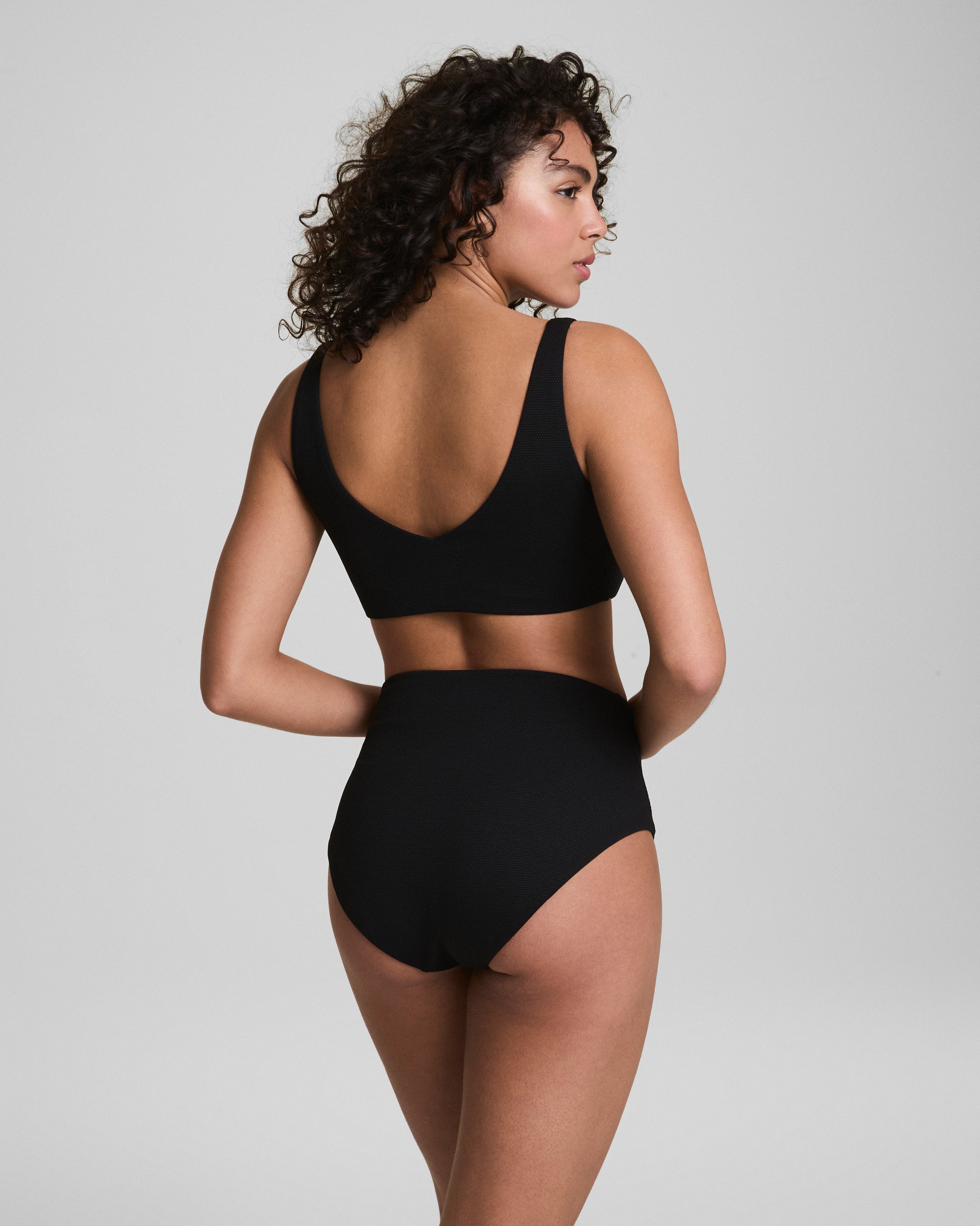 SPANXshape™ Swim Pique Plunge Bikini Top | Very Black