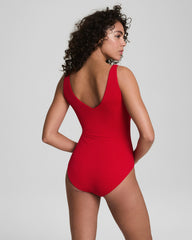 SPANXshape™ Swim Pique Plunge One-Piece | Spanx Red