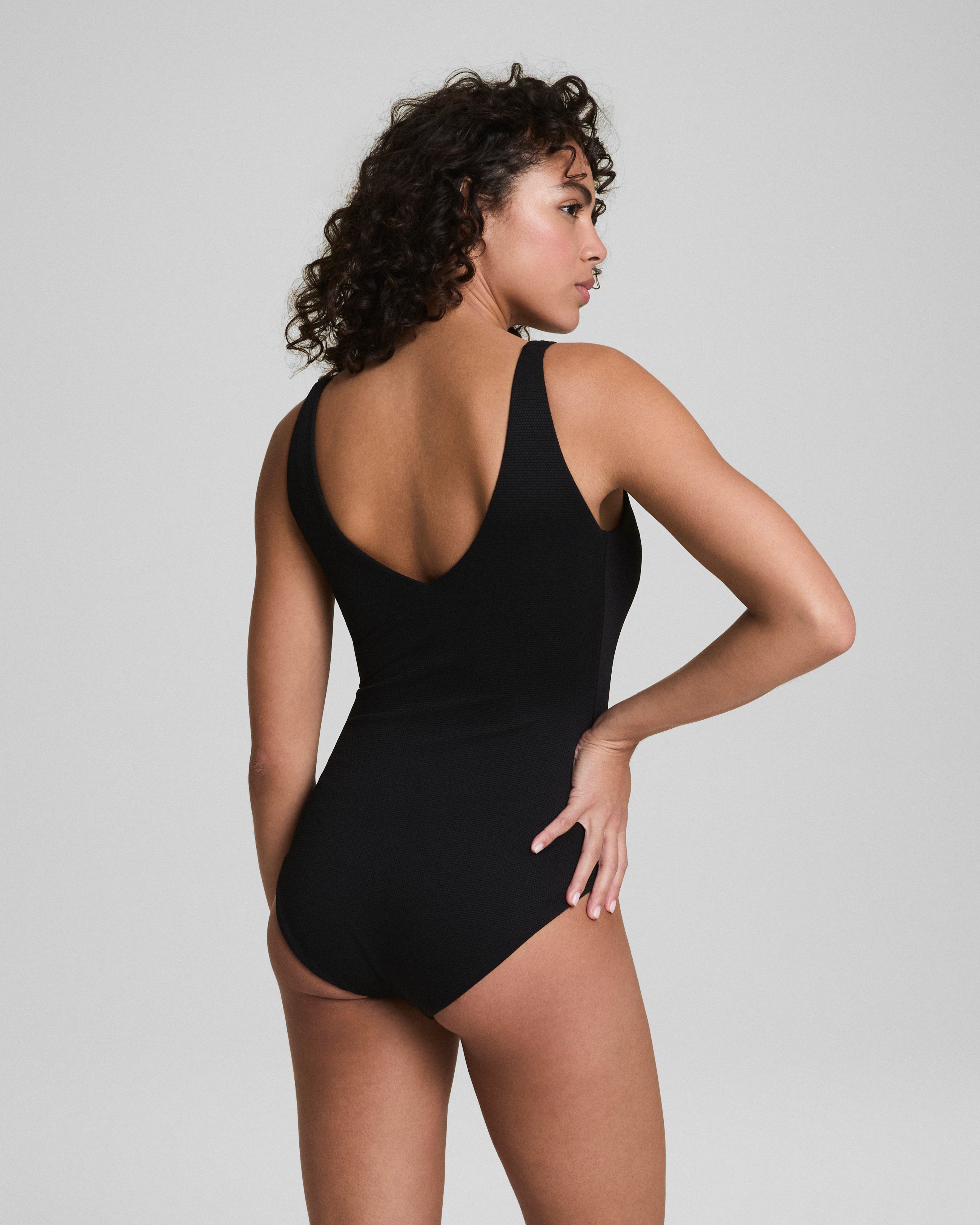 SPANXshape™ Swim Pique Plunge One-Piece | Very Black