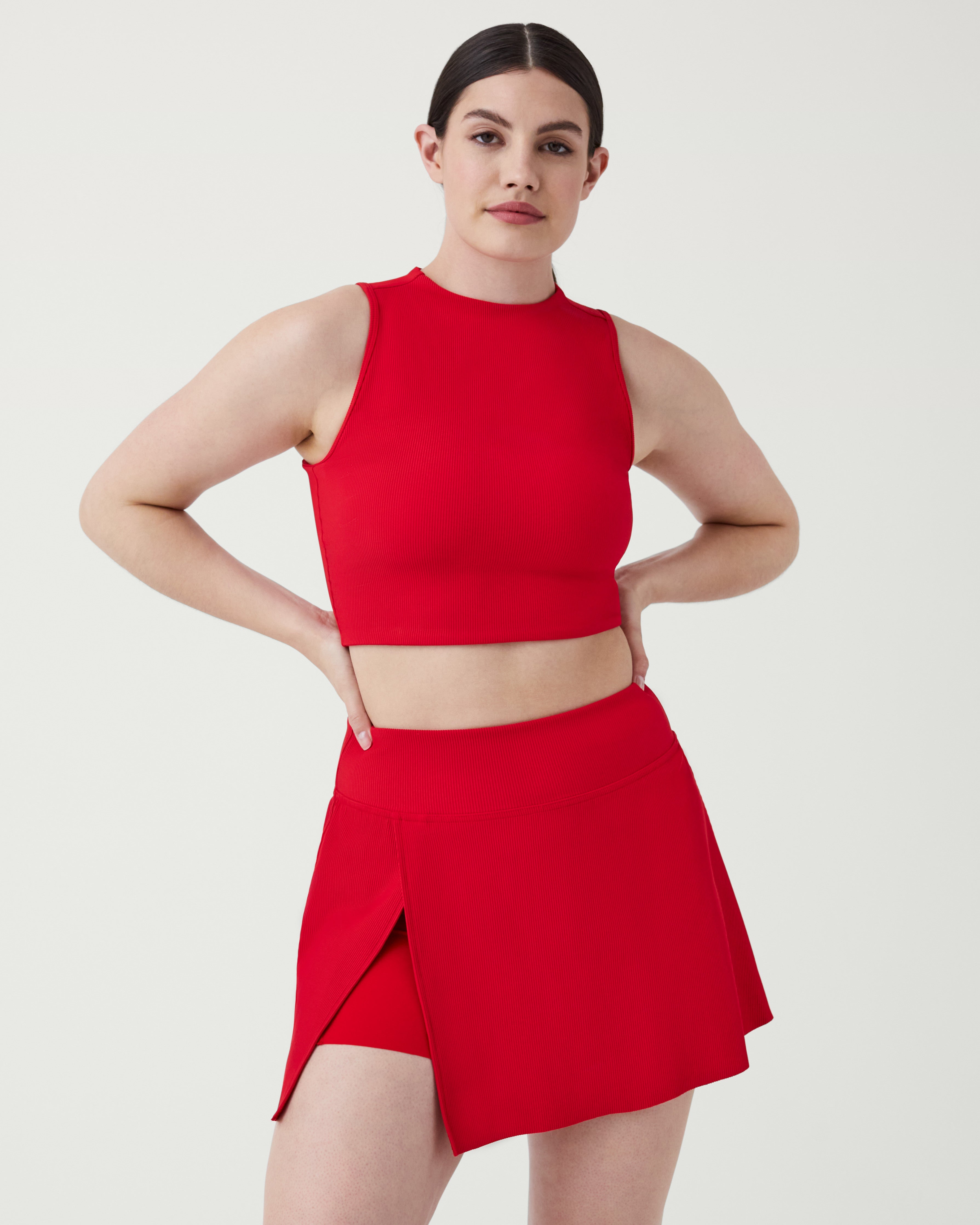 SPANXshape™ Get Moving Contour Rib Mock Neck Tank | Spanx Red