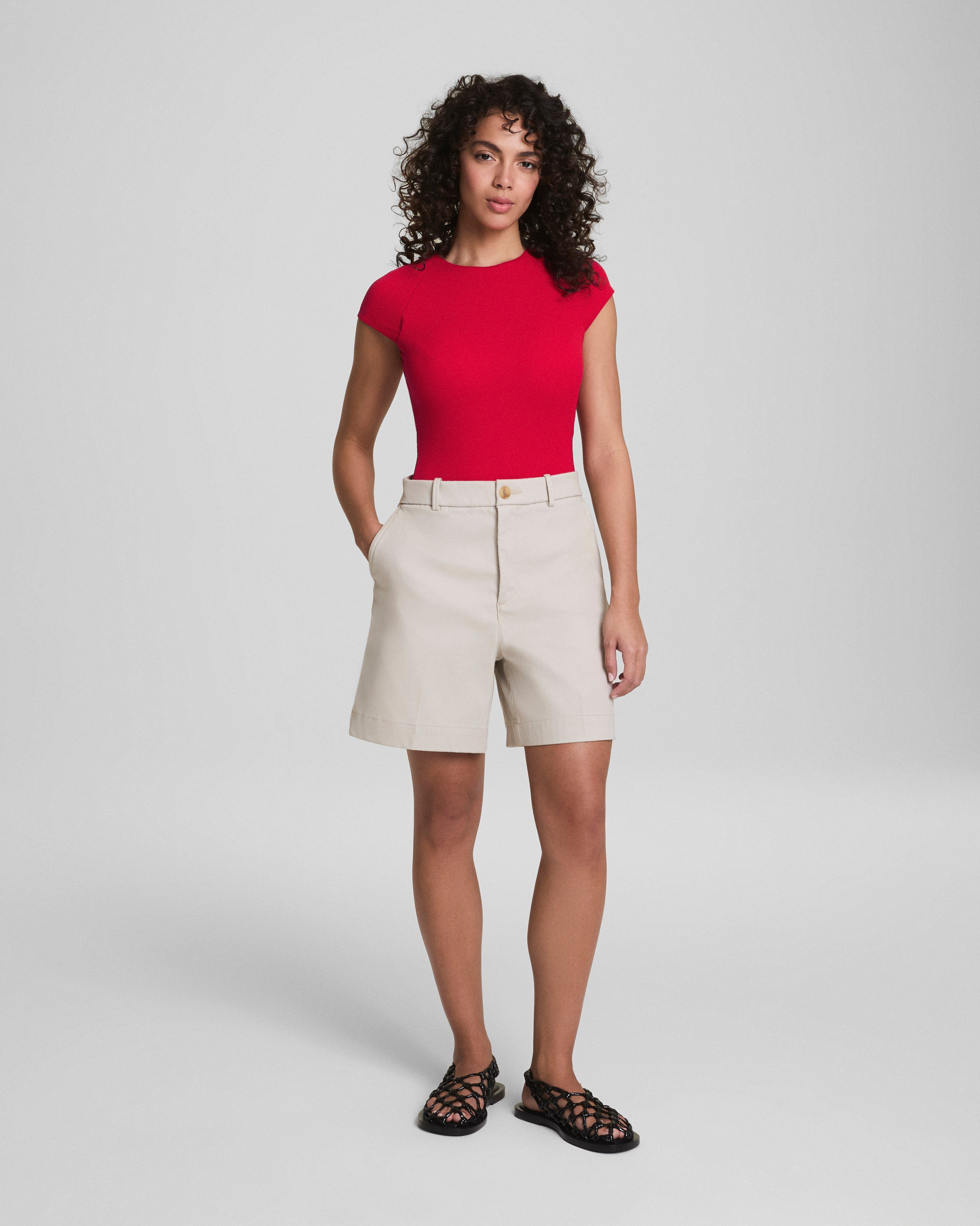 SPANXshape™ Swim Pique High Neck Short Sleeve One-Piece | Spanx Red