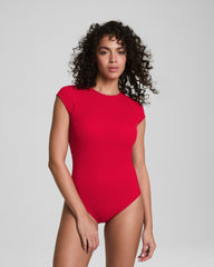 SPANXshape™ Swim Pique High Neck Short Sleeve One-Piece | Spanx Red