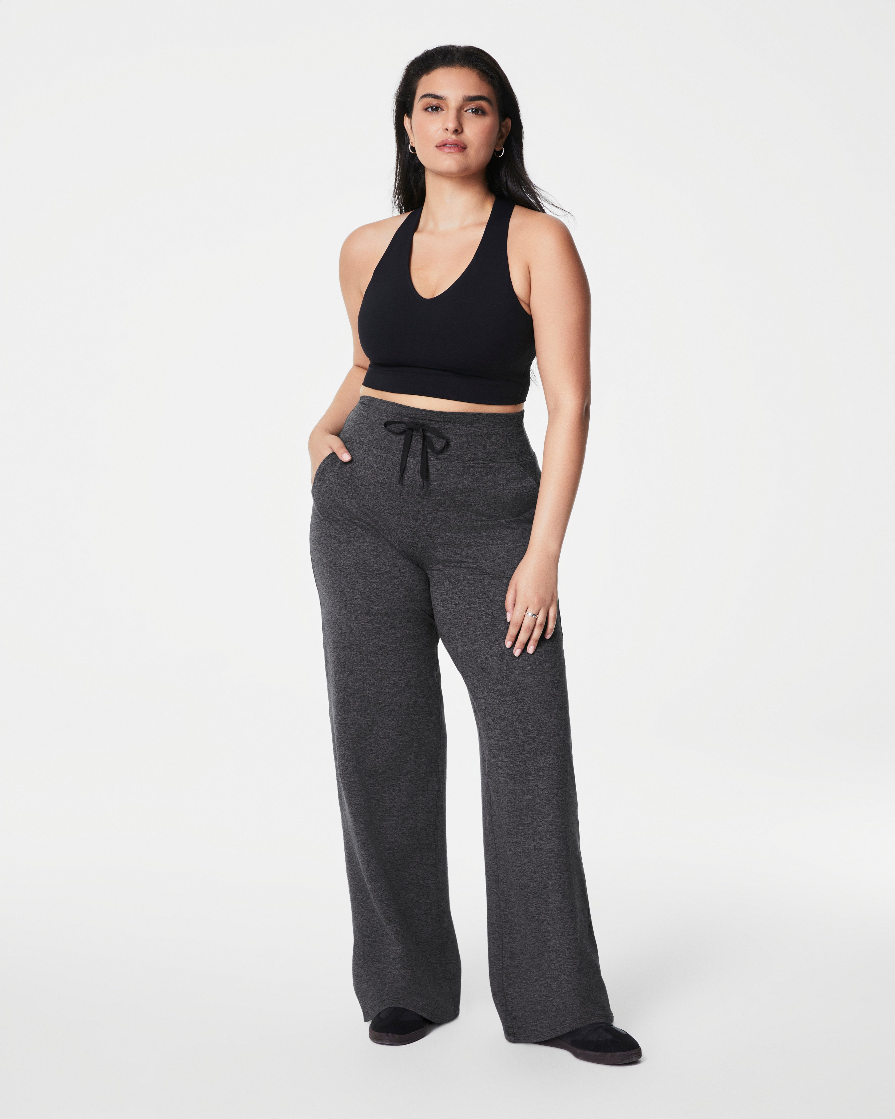 SPANXsmooth™ SoftStretch Wide Leg Pant | Very Black / Dark Ash Heather