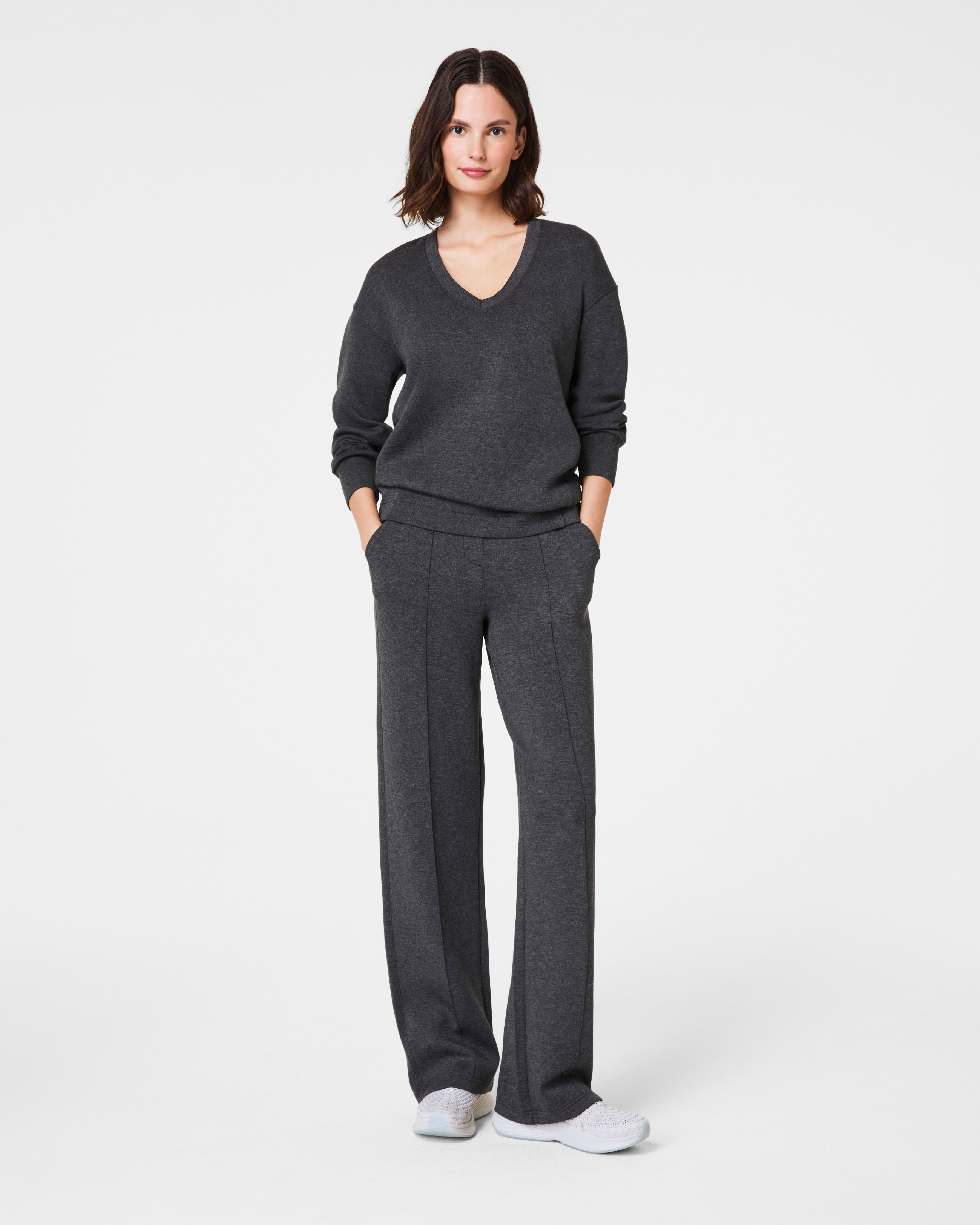 SPANX AirEssentials® Brushed Straight Leg Pant | Dark Heather Grey