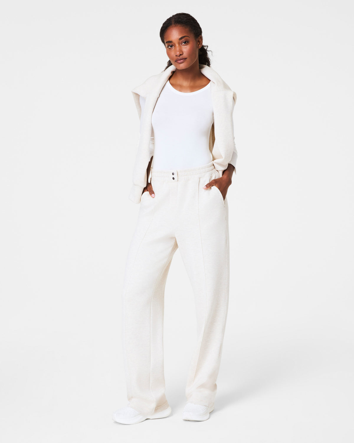 SPANX AirEssentials® Brushed Straight Leg Pant | Heather Cream