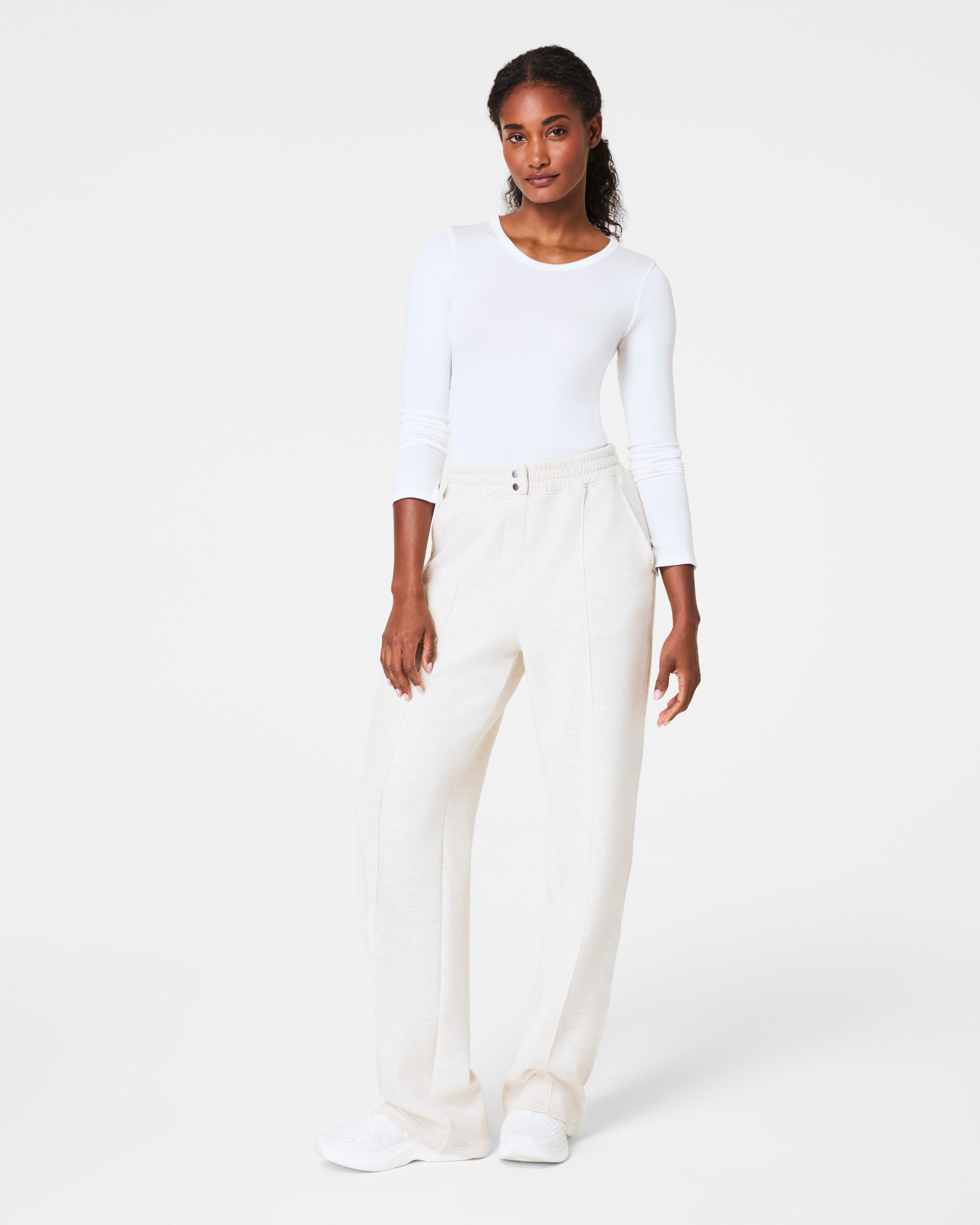 SPANX AirEssentials® Brushed Straight Leg Pant | Heather Cream