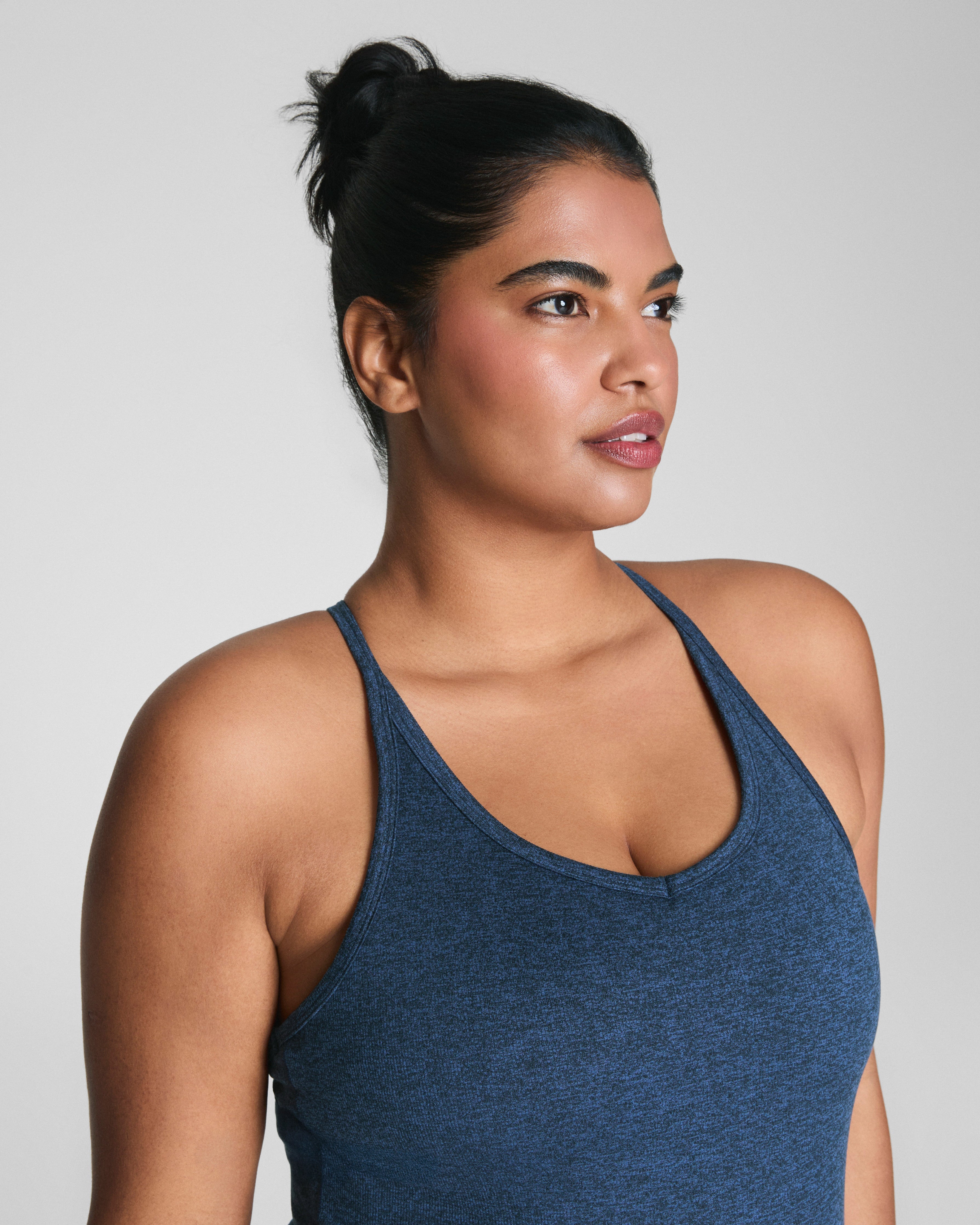 SPANXsupersmooth™ SoftStretch Rib V-Neck Shelf Tank | Timeless Navy / Dark Timeless Navy