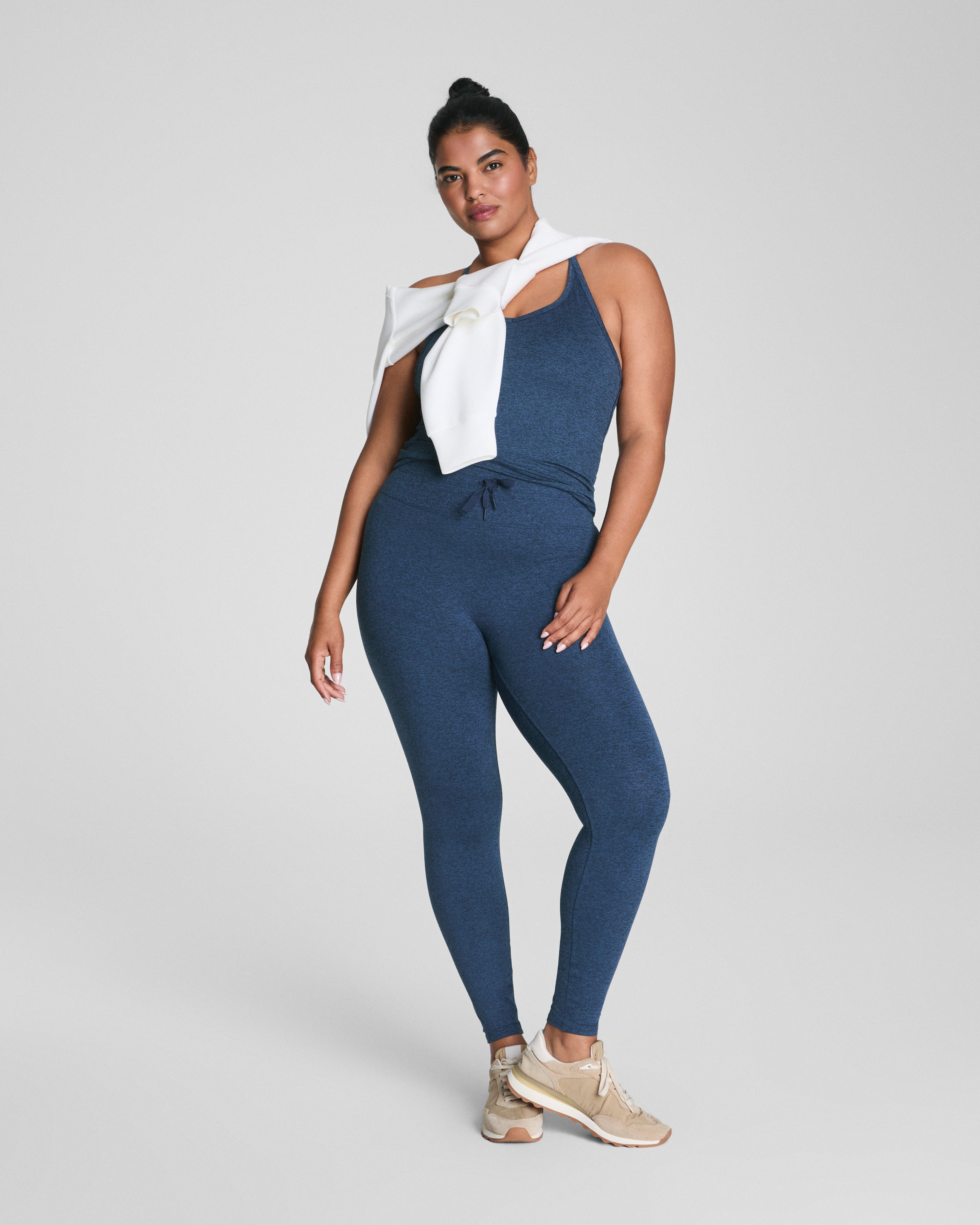 SPANXsupersmooth™ SoftStretch Rib V-Neck Shelf Tank | Timeless Navy / Dark Timeless Navy