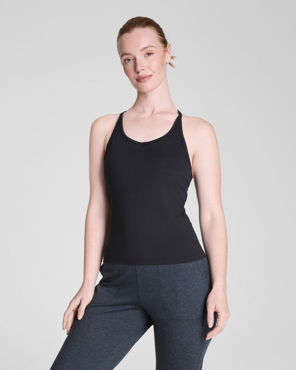 SPANXsupersmooth™ SoftStretch Rib V-Neck Shelf Tank | Very Black