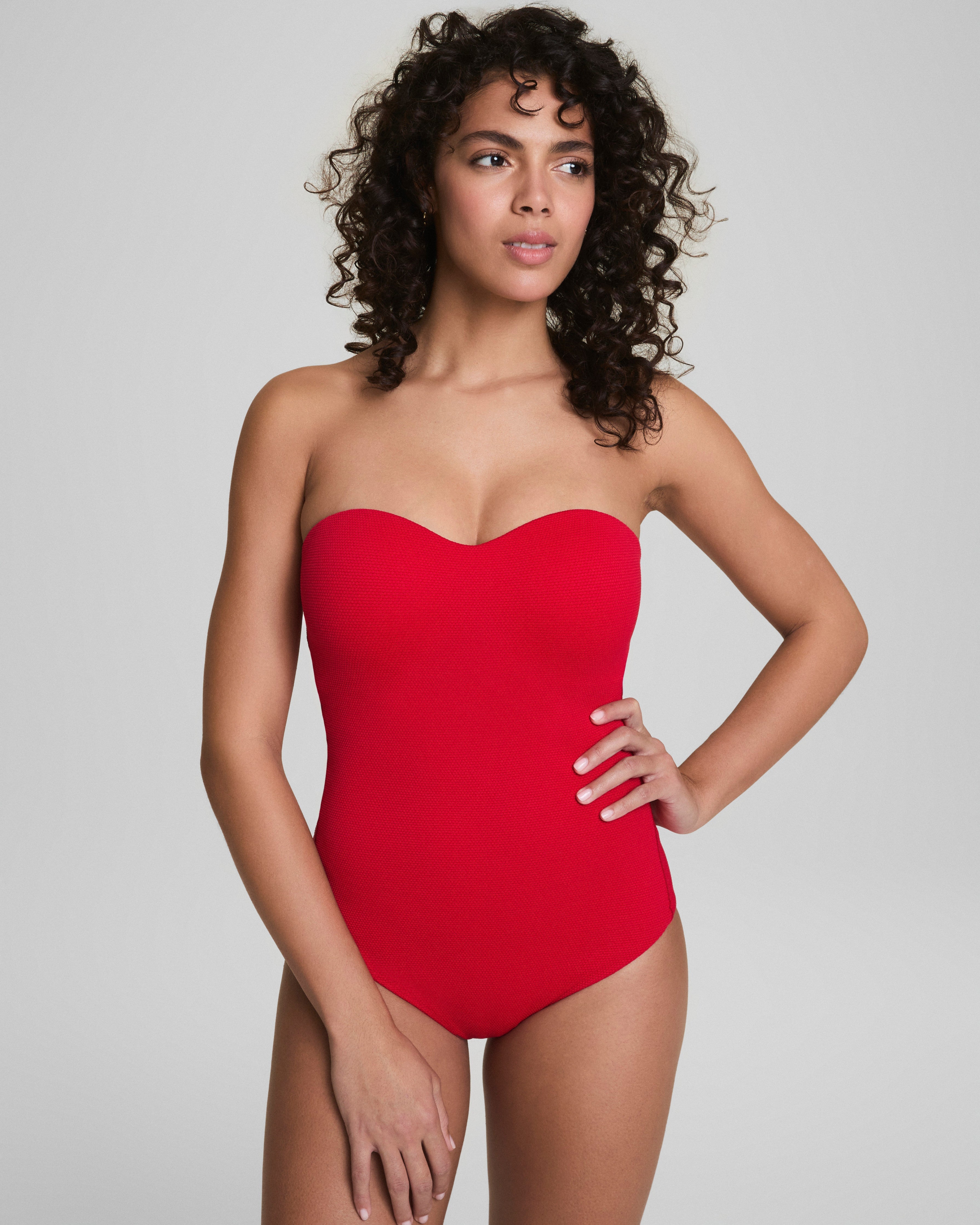 SPANXshape™ Swim Convertible Pique Bandeau One-Piece | Spanx Red