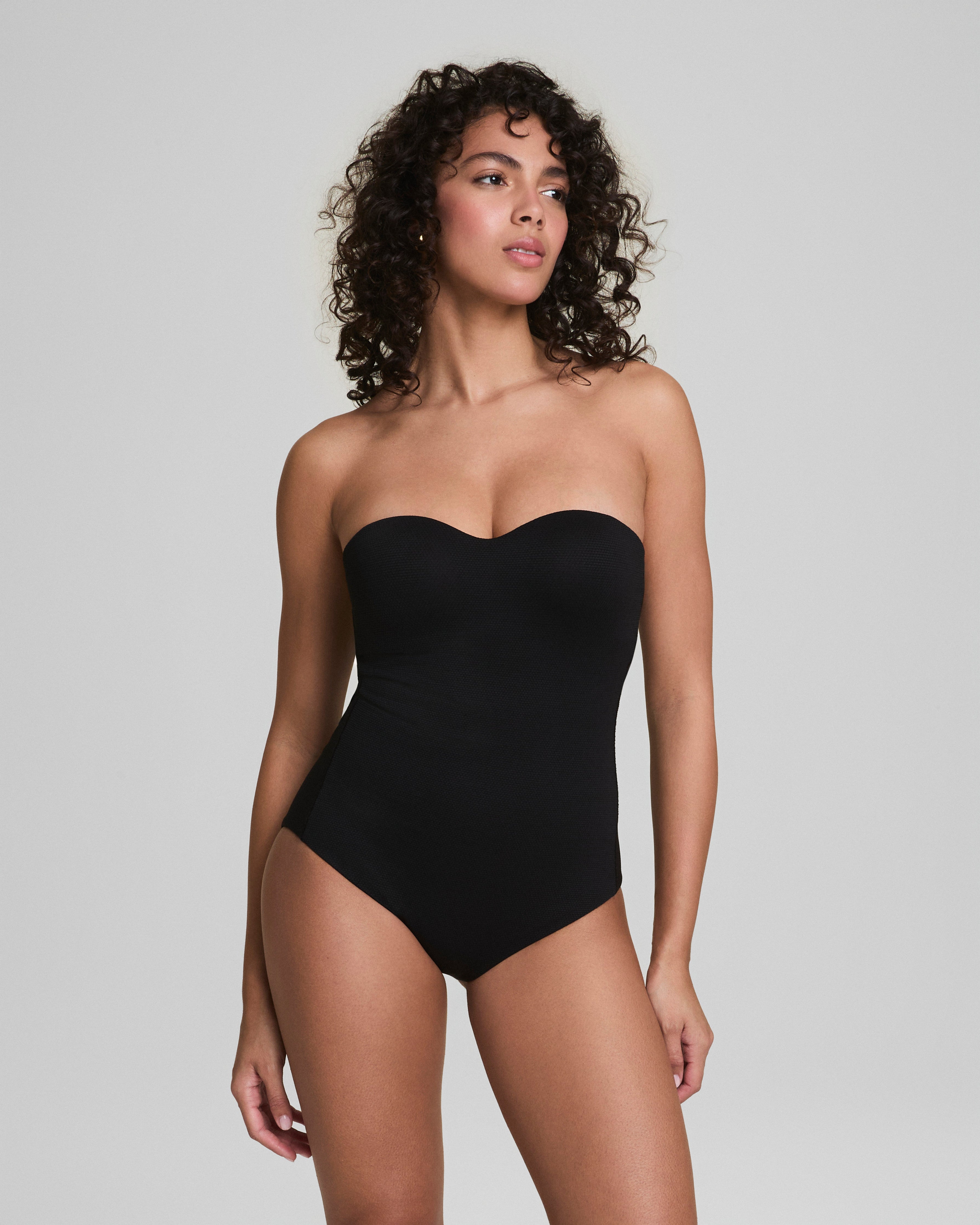 SPANXshape™ Swim Convertible Pique Bandeau One-Piece | Very Black