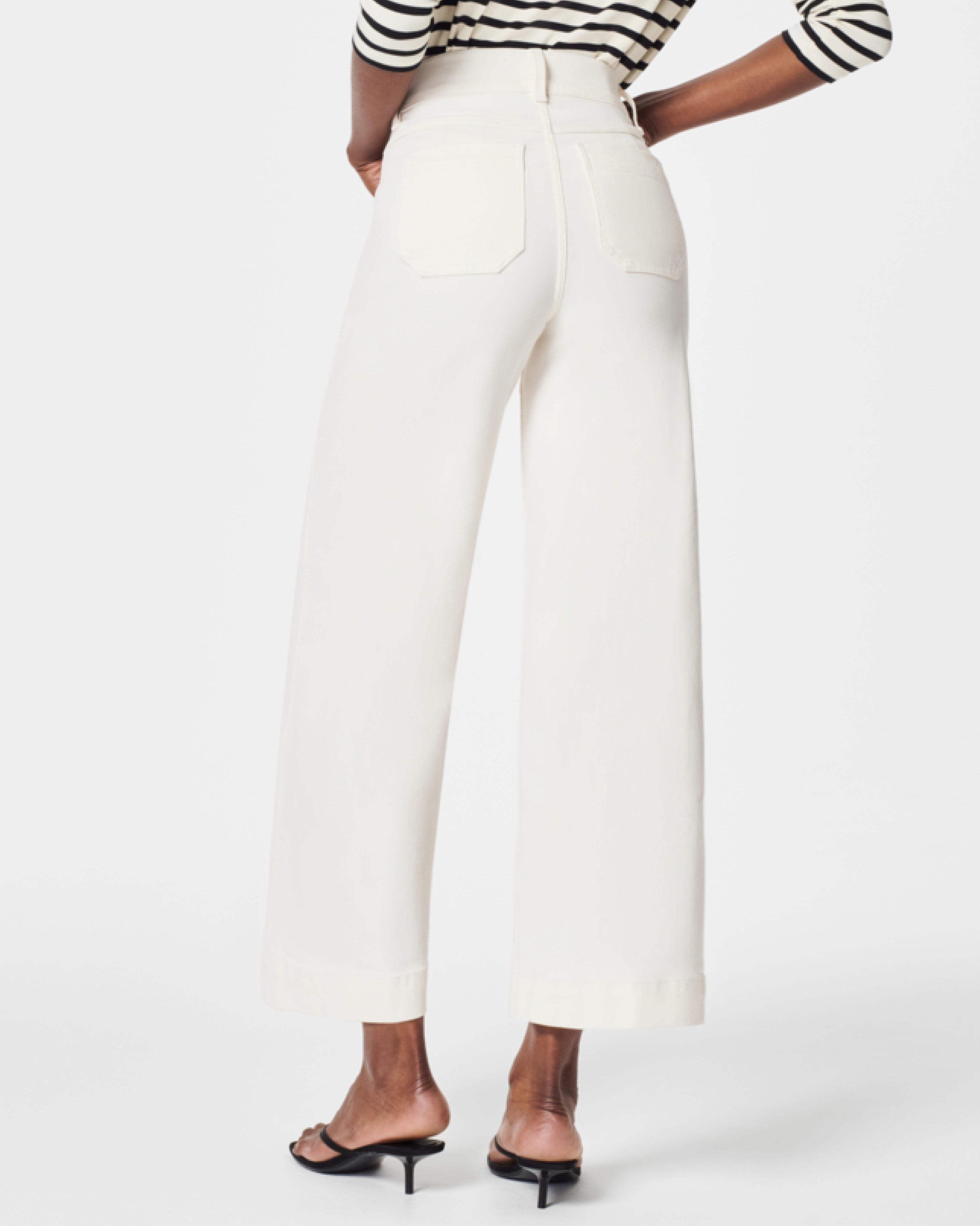 SPANXshape™ Original EveryWear Cropped Wide Leg Jeans with Patch Pockets | Ecru